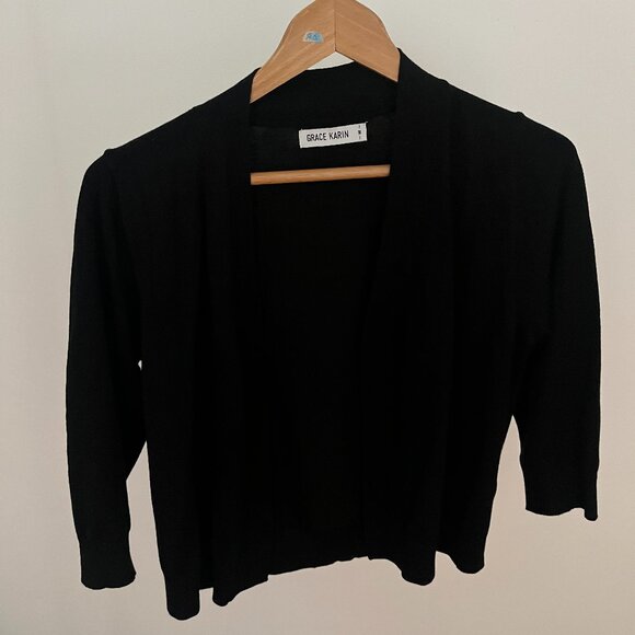 Grace Karin Open Front Cardigan‎, Black, Size Medium - Picture 1 of 4